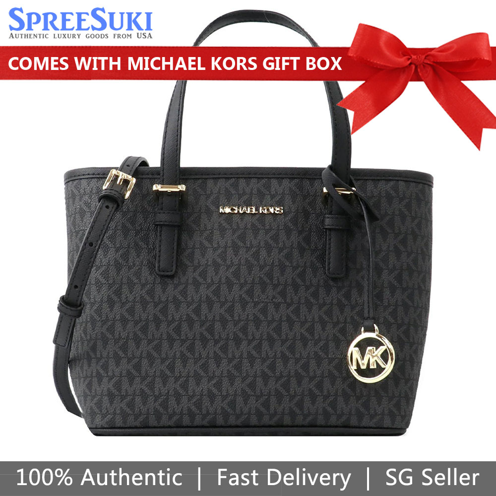 Michael Kors Crossbody Bag Sling Jet Set Travel Xs Carryall Convertible Top Zip Tote Black # 35T9GTVT0B