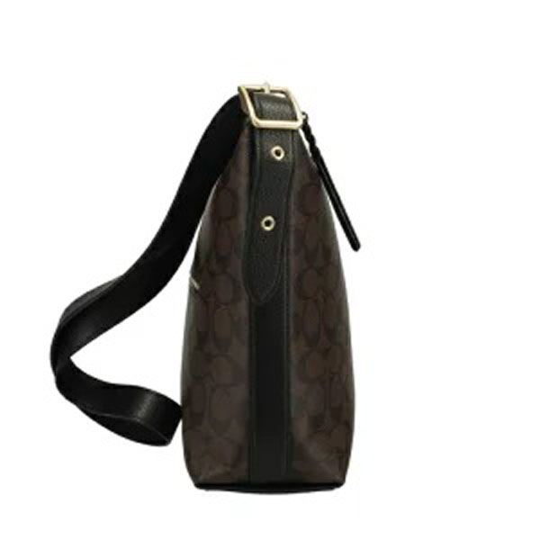 Coach Crossbody Bag Sling Shoulder Bag Val Duffle In Signature Canvas Brown Black # C2819