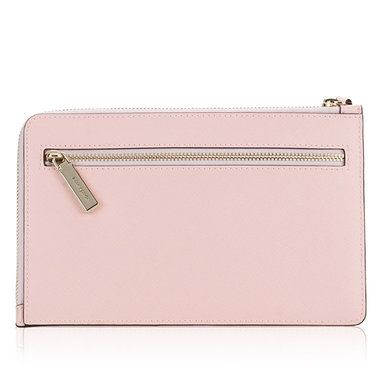 Kate Spade Large Wristlet Staci Medium L-Zip Wristlet Chalk Pink # WLR00134