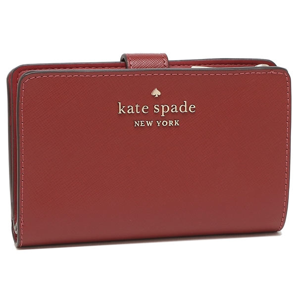 Kate Spade Medium Wallet Staci Saffiano Leather Medium Compact Bifold Wallet Red Currant # WLR00128D12