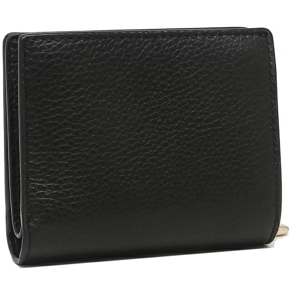 Coach Small Wallet Pebble Leather Snap Wallet Black # C2862D3