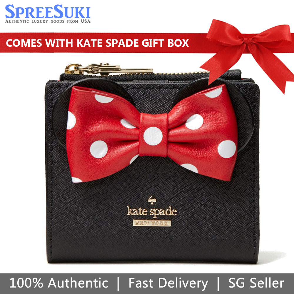 Kate Spade Ksny X Minnie Mouse Adalyn Small Wallet Black / Red # WLRU6026D1