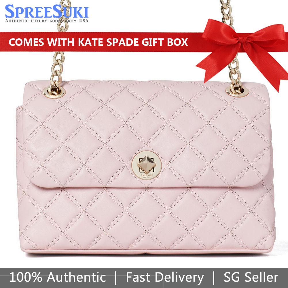 Kate Spade Crossbody Bag Natalia Medium Flap Shoulder Bag Rose Smoke Pink # WKRU7076D2