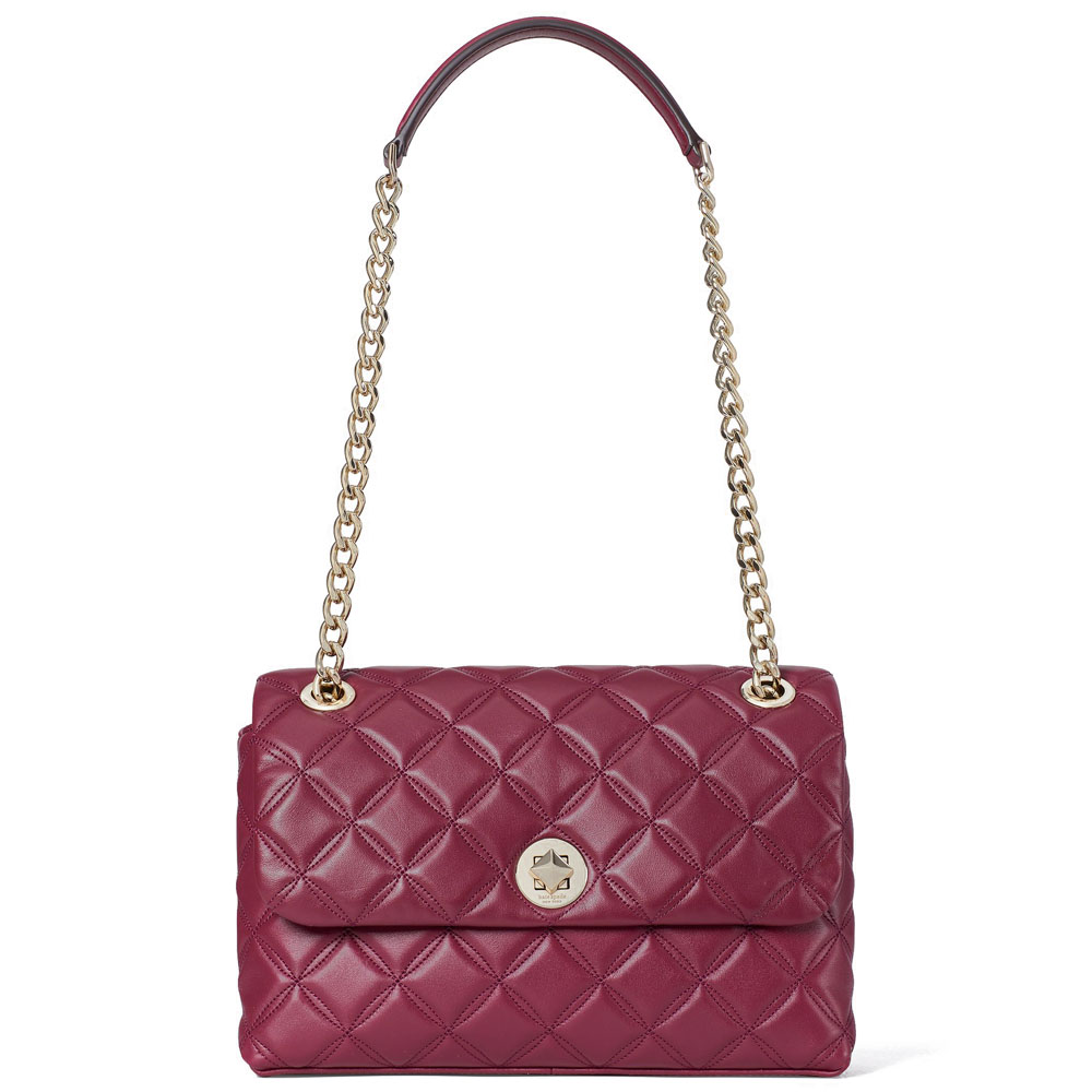 Kate Spade Crossbody Bag Natalia Medium Flap Shoulder Bag Blackberry Magenta Purple Red # WKRU7076D3