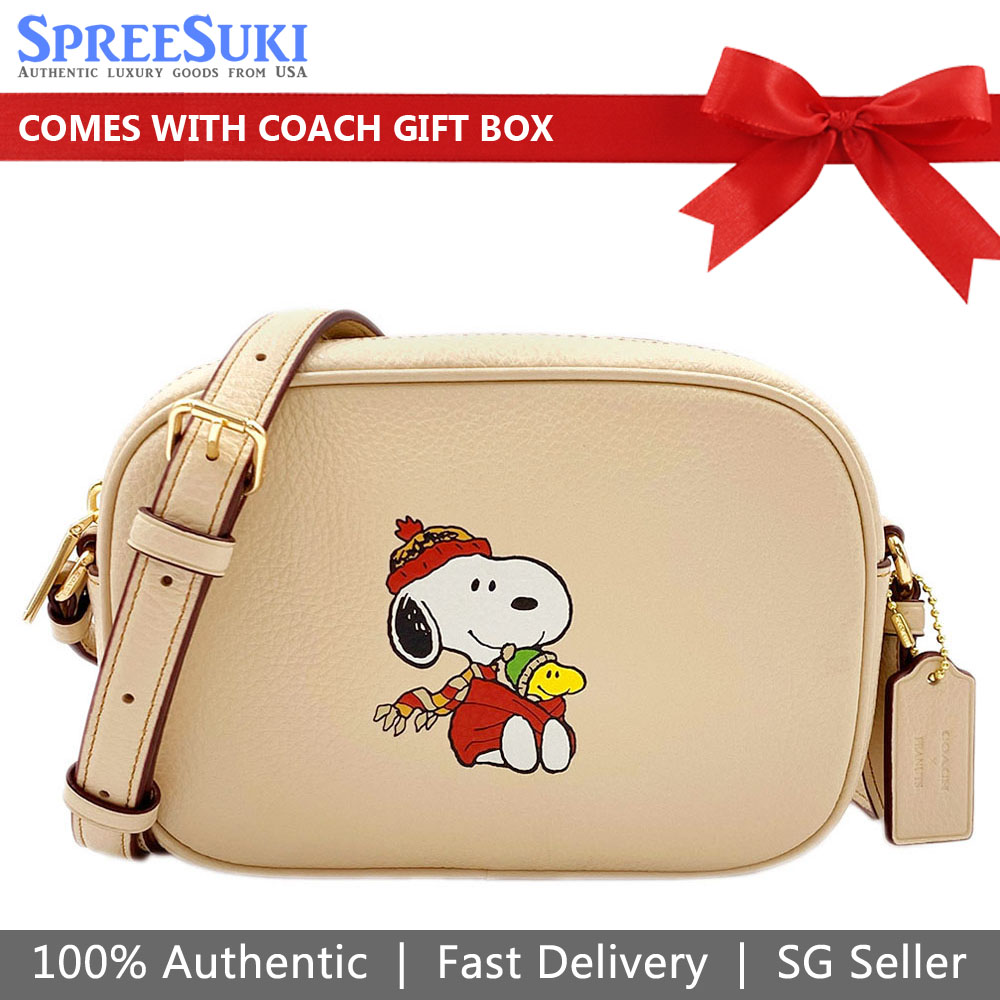 Coach Crossbody Bag Coach X Peanuts Mini Jamie Camera Bag With Snoopy Cuddle Motif Ivory # CF249D1