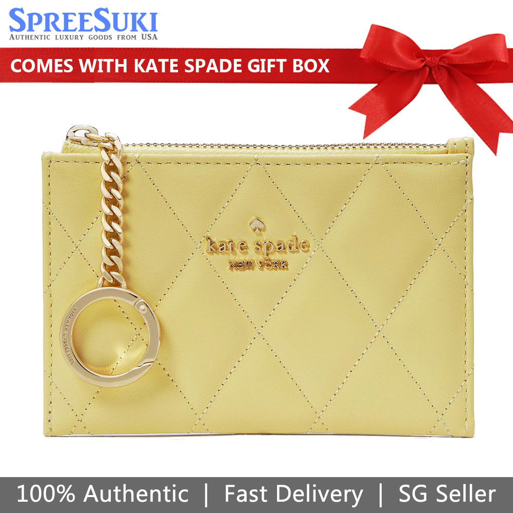 Kate Spade Carey Smooth Quilted Small Card Holder Butter Yellow # KG426