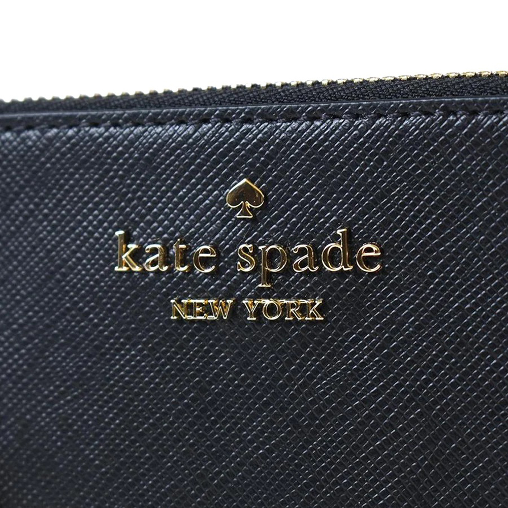 Kate Spade Madison Saffiano Medium L-Zip Card Holder Black # KG613