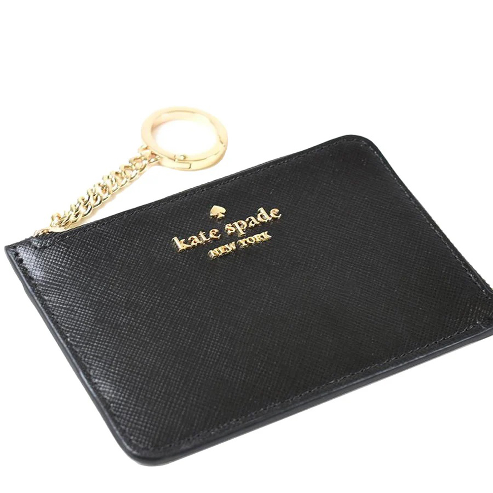 Kate Spade Madison Saffiano Medium L-Zip Card Holder Black # KG613