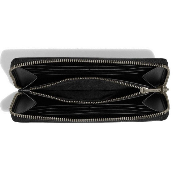 Coach Long Wallet Unisex Accordion Wallet In Signature Leather Black / Antique Nickel # CE551