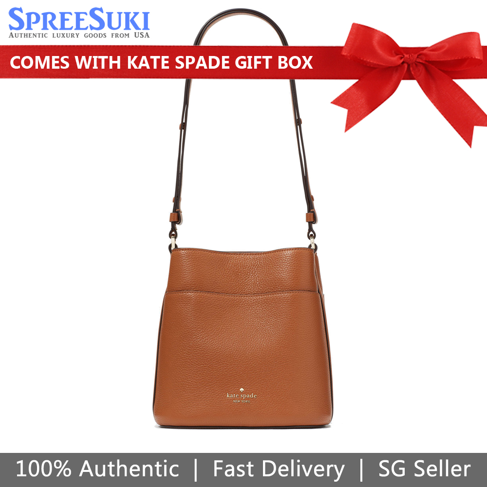 Kate Spade Shoulder Bag Sling Leila Small Bucket Bag Warm Gingerbread Brown # KE489