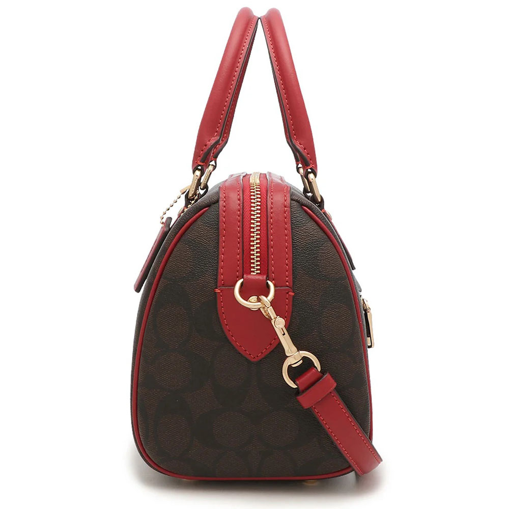 Coach Crossbody Bag Sling Rowan Satchel Bag In Signature Canvas Brown / 1941 Red # CH280