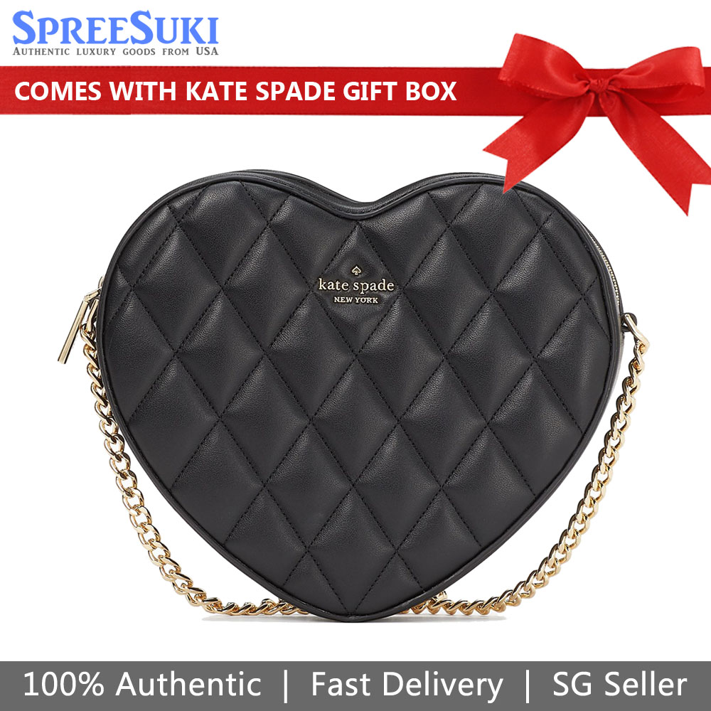 Kate Spade Love Shack Quilted Heart Crossbody Bag Black # KA782