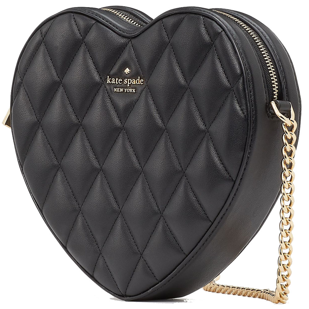 Kate Spade Love Shack Quilted Heart Crossbody Bag Black # KA782