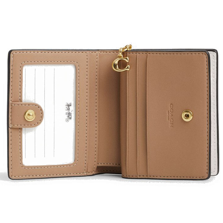 Coach Small Wallet Snap Wallet In Signature Canvas With Floral Print Light Khaki Chalk Off White # CR969