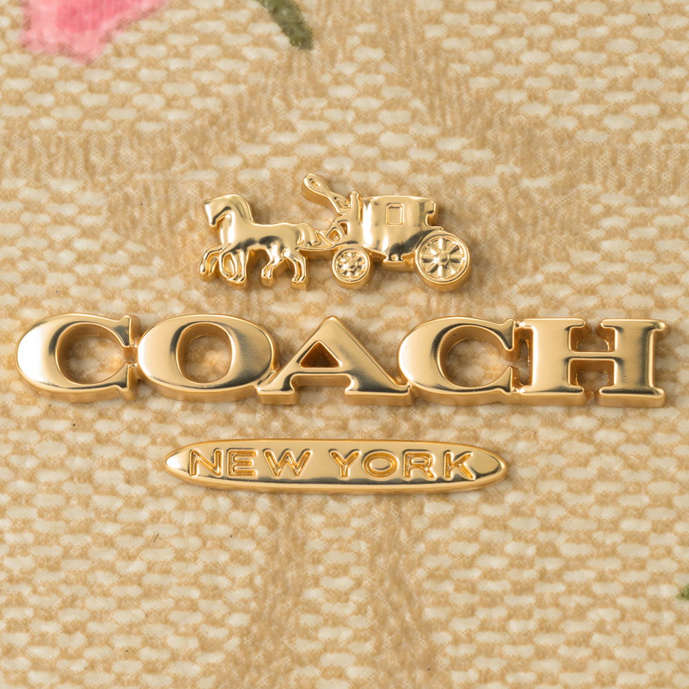 Coach Small Wallet Snap Wallet In Signature Canvas With Floral Print Light Khaki Chalk Off White # CR969