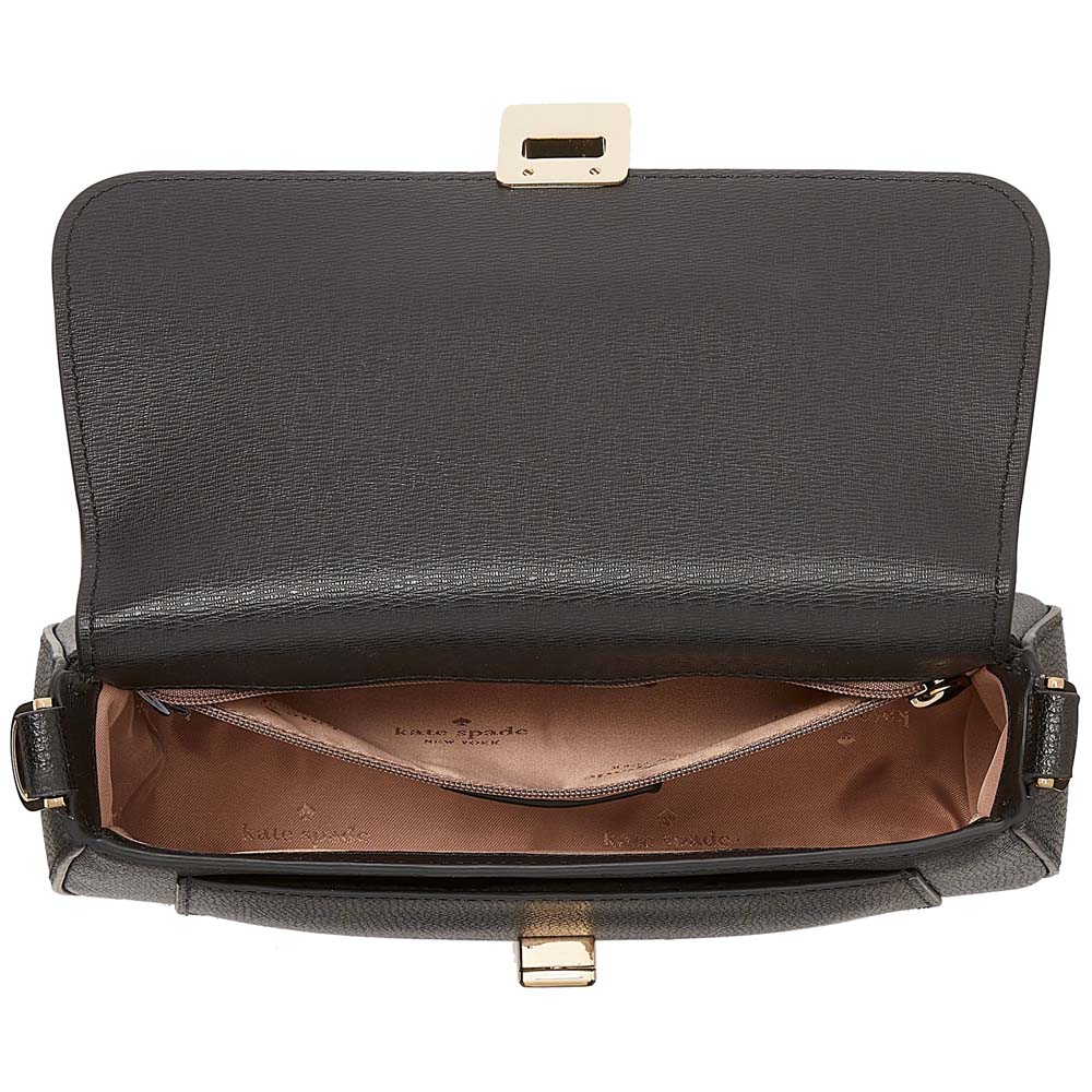 Kate Spade Crossbody Bag Sling Shoulder Bag Phoebe Refined Grain Leather Flap Black # KF554