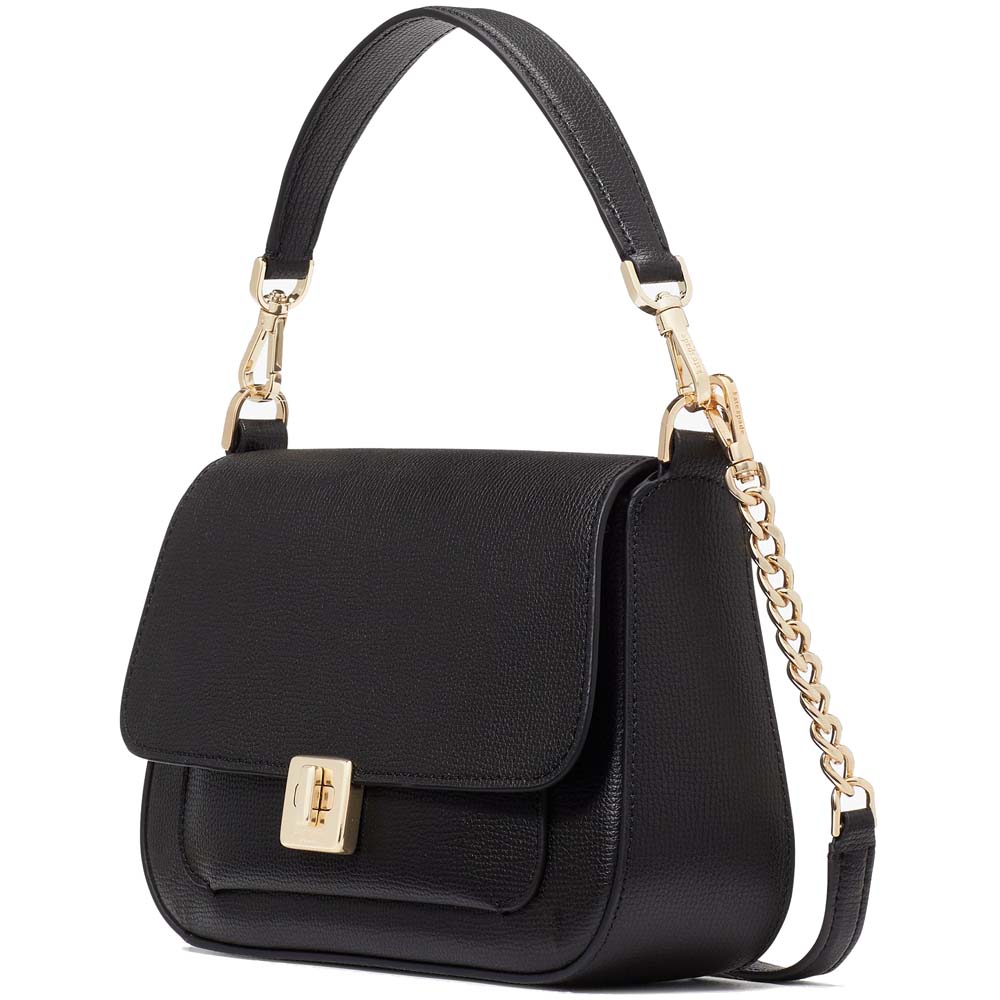 Kate Spade Crossbody Bag Sling Shoulder Bag Phoebe Refined Grain Leather Flap Black # KF554