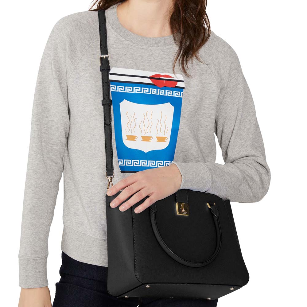 Kate Spade Crossbody Bag Sling Refined Grain Leather Satchel Black # KF555