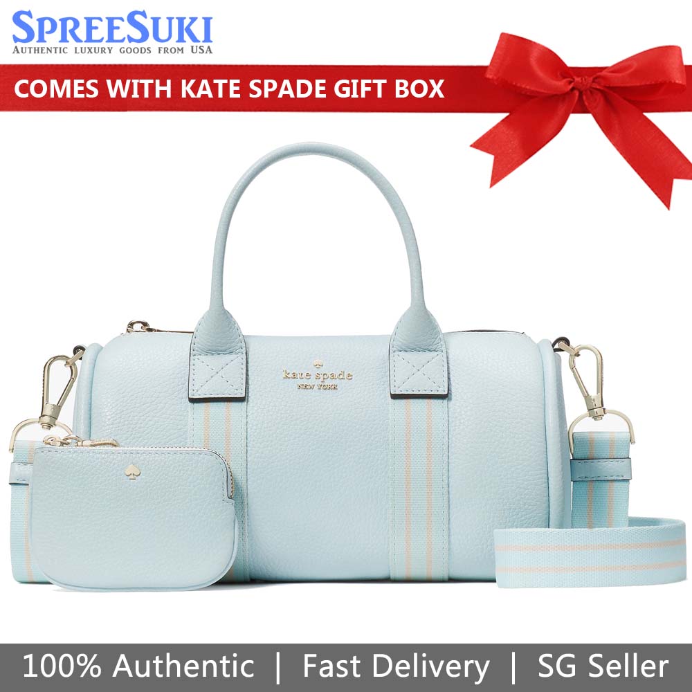 Kate Spade Pebbled Leather Small Duffle Crossbody Bag Sling Crisp Sky Blue # KG218