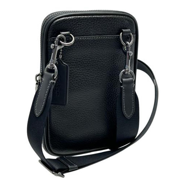 Coach Crossbody Bag Sling Aden Pebble Leather Black # CS044