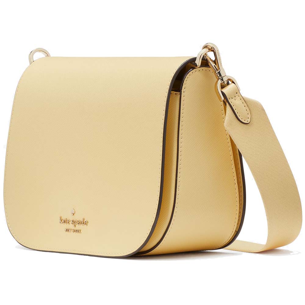 Kate Spade Saffiano Saddle Crossbody Bag Sling Butter Yellow # KC438