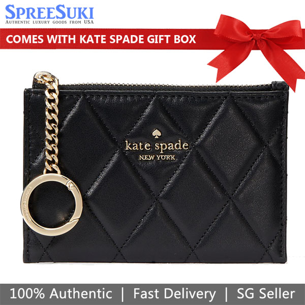 Kate Spade Carey Smooth Quilted Small Card Holder Black # KG426