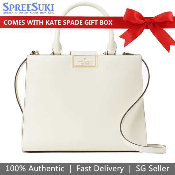 Kate Spade Reegan Smooth Leather Satchel Meringue Off White # KB707