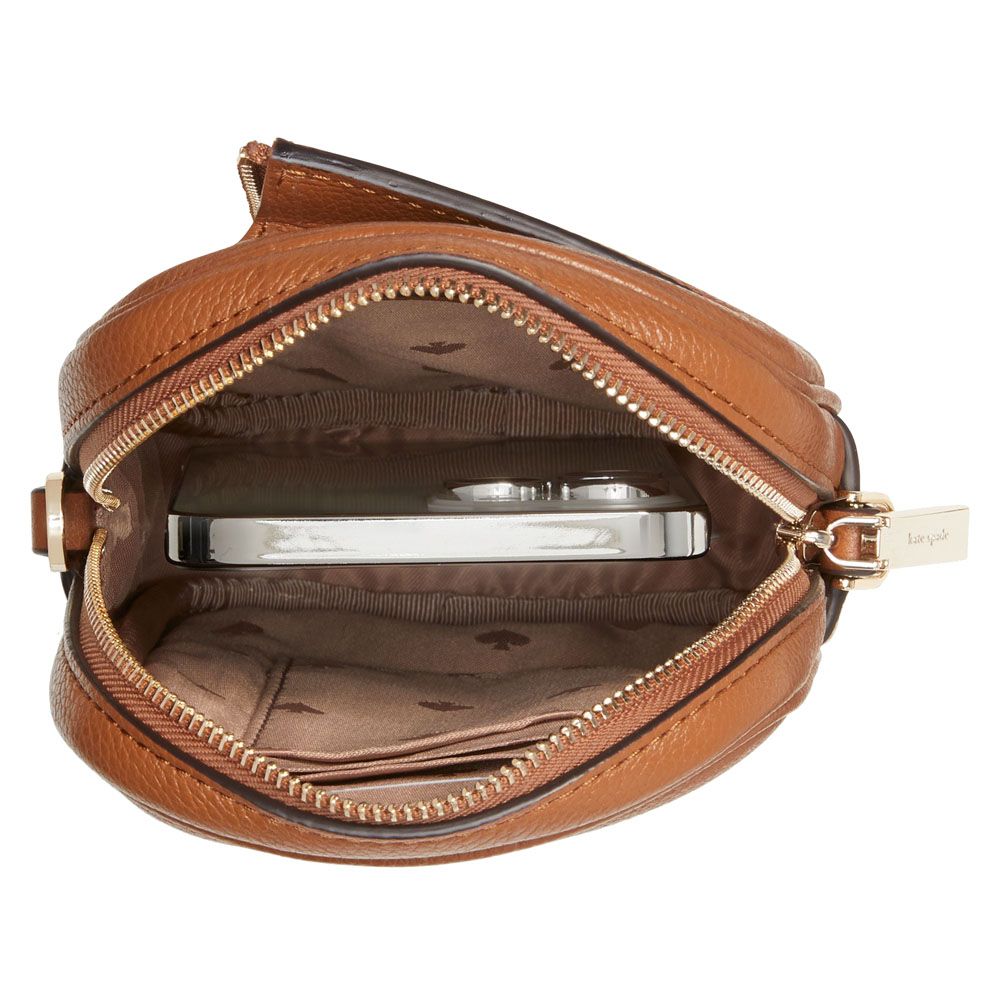 Kate Spade Crossbody Bag North South Rosie Pebbled Leather Brown Warm Gingerbread Brown # K4854