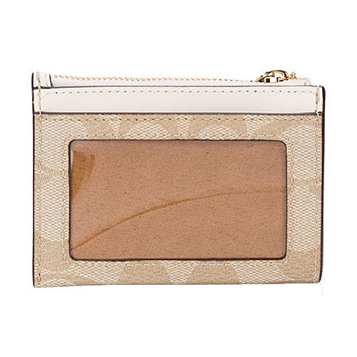 Coach Key Card Case In Gift Box Mini Skinny Id Case In Signature Canvas Light Khaki Chalk # F88208D13