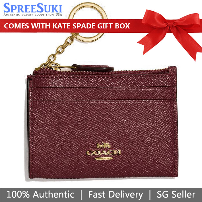 Coach Mini Id Skinny Card Case Leather Wine # F88250D12