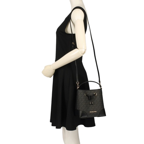 Michael Kors Crossbody Bag Bucket Bag Mercer Small Drawstring Bucket Messenger Black # 35F2GM9M1BD1