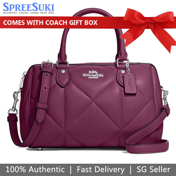 Coach Crossbody Bag Sling Rowan Quilted Deep Berry Deep Berry Magenta Purple # CJ610