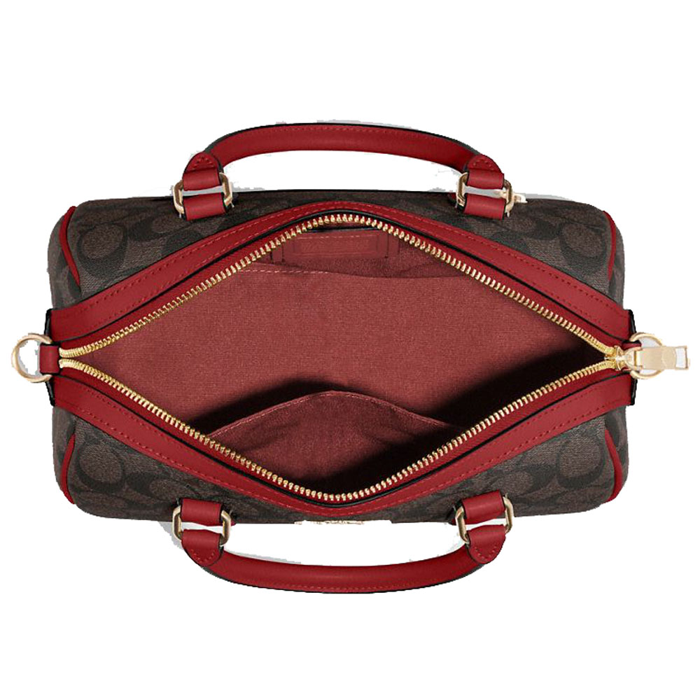 Coach Coach Rowan Satchel Bag In Signature Canvas Brown / 1941 Red # CH280D9