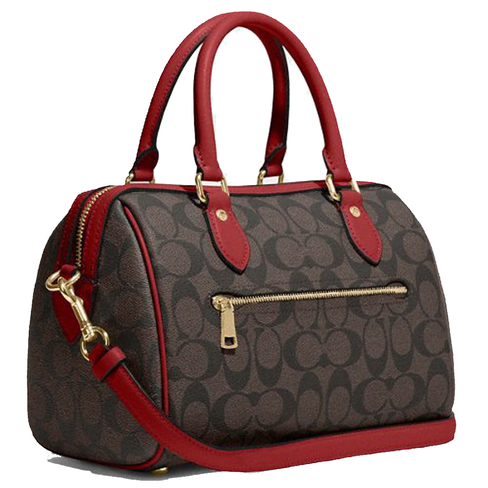 Coach Coach Rowan Satchel Bag In Signature Canvas Brown / 1941 Red # CH280D9