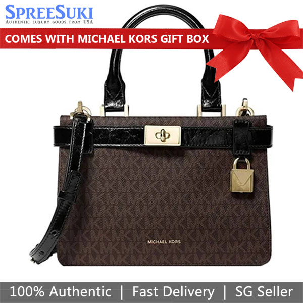 Michael Kors Tatiana Mini Satchel Crossbody Bag Sling Brown # 30H8GT0S0BD1