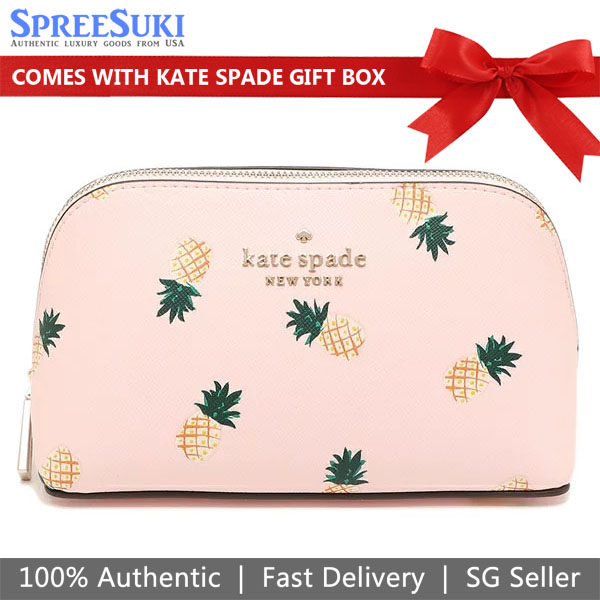 Kate Spade Staci Printed Small Pineapples Cosmetic Case Pink # K7220D1