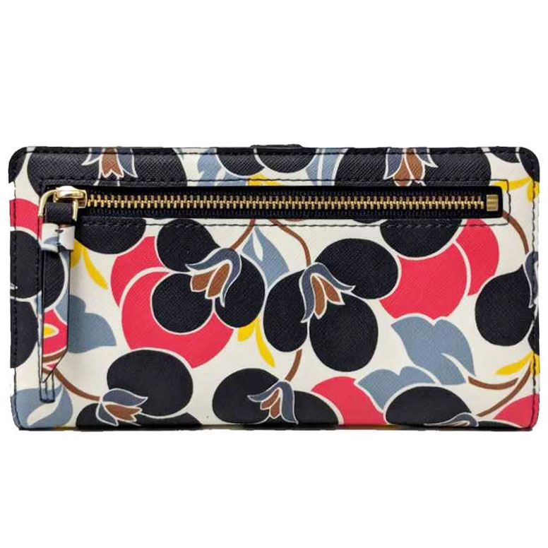 Kate Spade Cameron Large Slim Bifold Wallet Breezy Floral Blue # WLRU5418D1