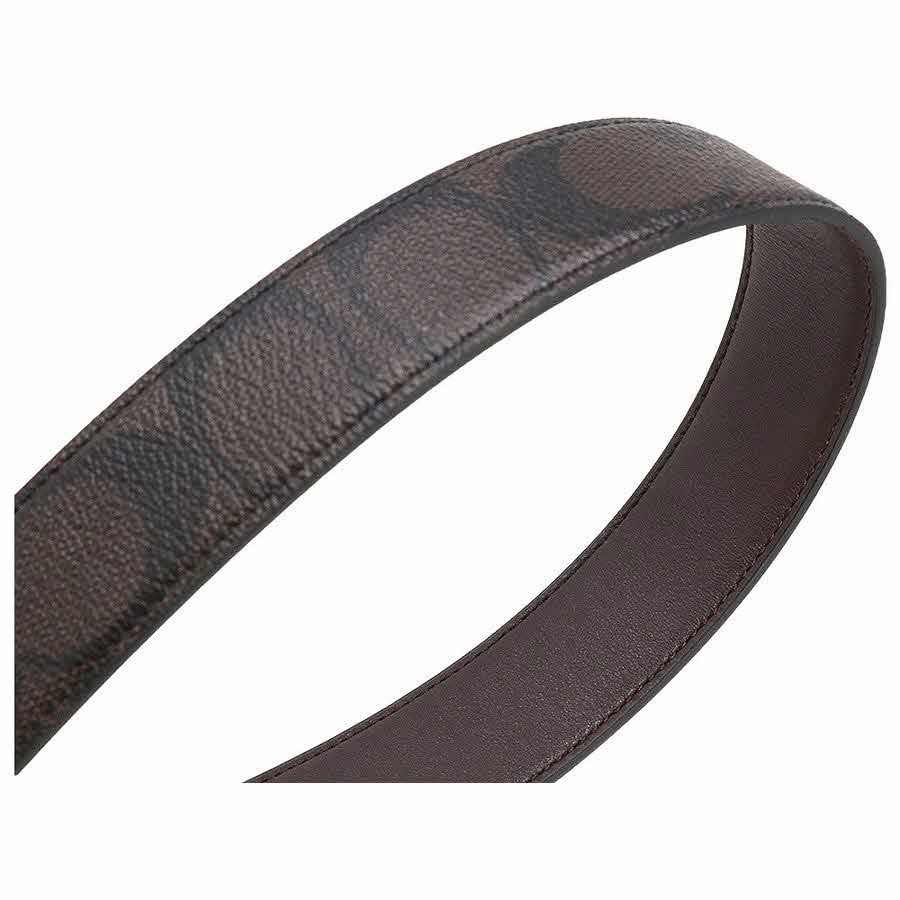 Coach Men Modern Harness Cut-To-Size Reversible Signature Coated Canvas Belt Mahogany / Brown # F64825D8