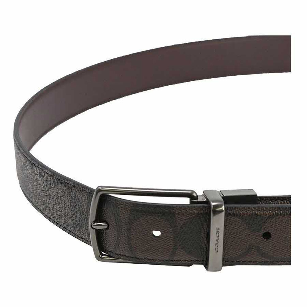 Coach Men Modern Harness Cut-To-Size Reversible Signature Coated Canvas Belt Mahogany / Brown # F64825D8