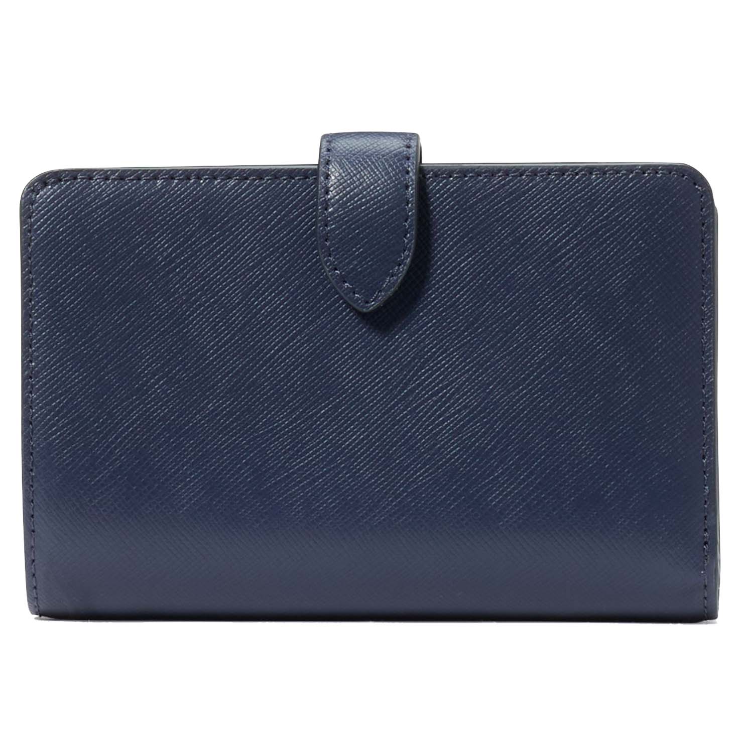 Kate Spade Medium Compact Bifold Wallet Leather Parisian Navy Blue # KC580D2