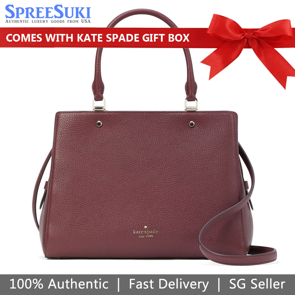 Kate Spade Leila Medium Triple Compartment Satchel Cherrywood # WKR00335D11