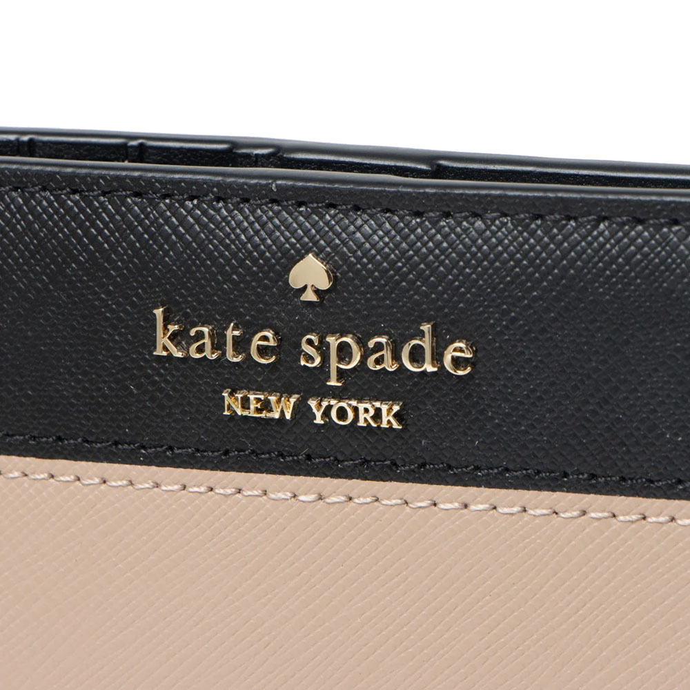 Kate Spade Long Wallet Medium Wallet Madison Large Slim Bifold Wallet Toasted Hazelnut Beige Black # KC510D1