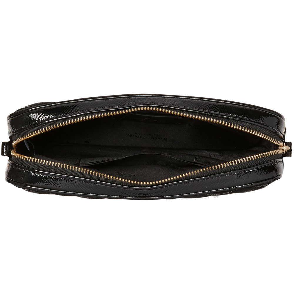 Kate Spade Glimmer Quilted Crinkle Patent Boxed Crossbody Bag Sling Card Case Set Black # KE818D1