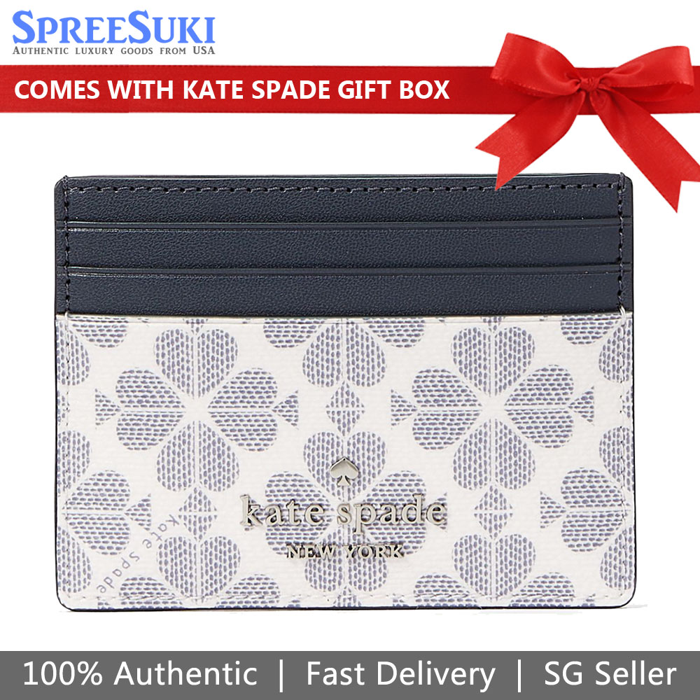 Kate Spade Signature Spade Flower Small Slim Card Holder Navy # KG492