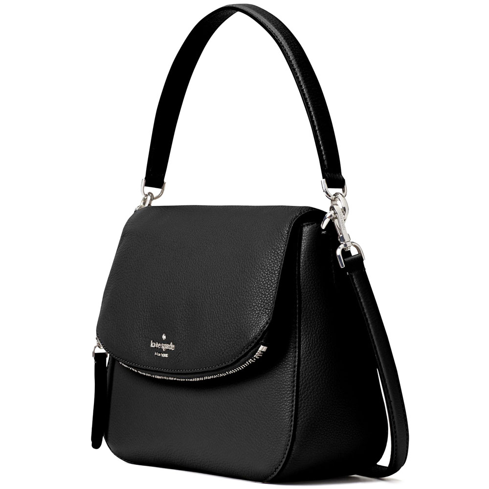 Kate Spade Crossbody Bag With Gift Bag Jackson Medium Flap Shoulder Bag Black # WKRU6249D1