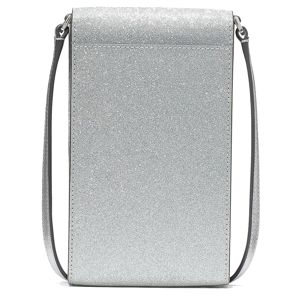 Kate Spade Crossbody Bag Sling Phone Glimmer Glitter Mixed Material Lunar Light Silver # KE452D1