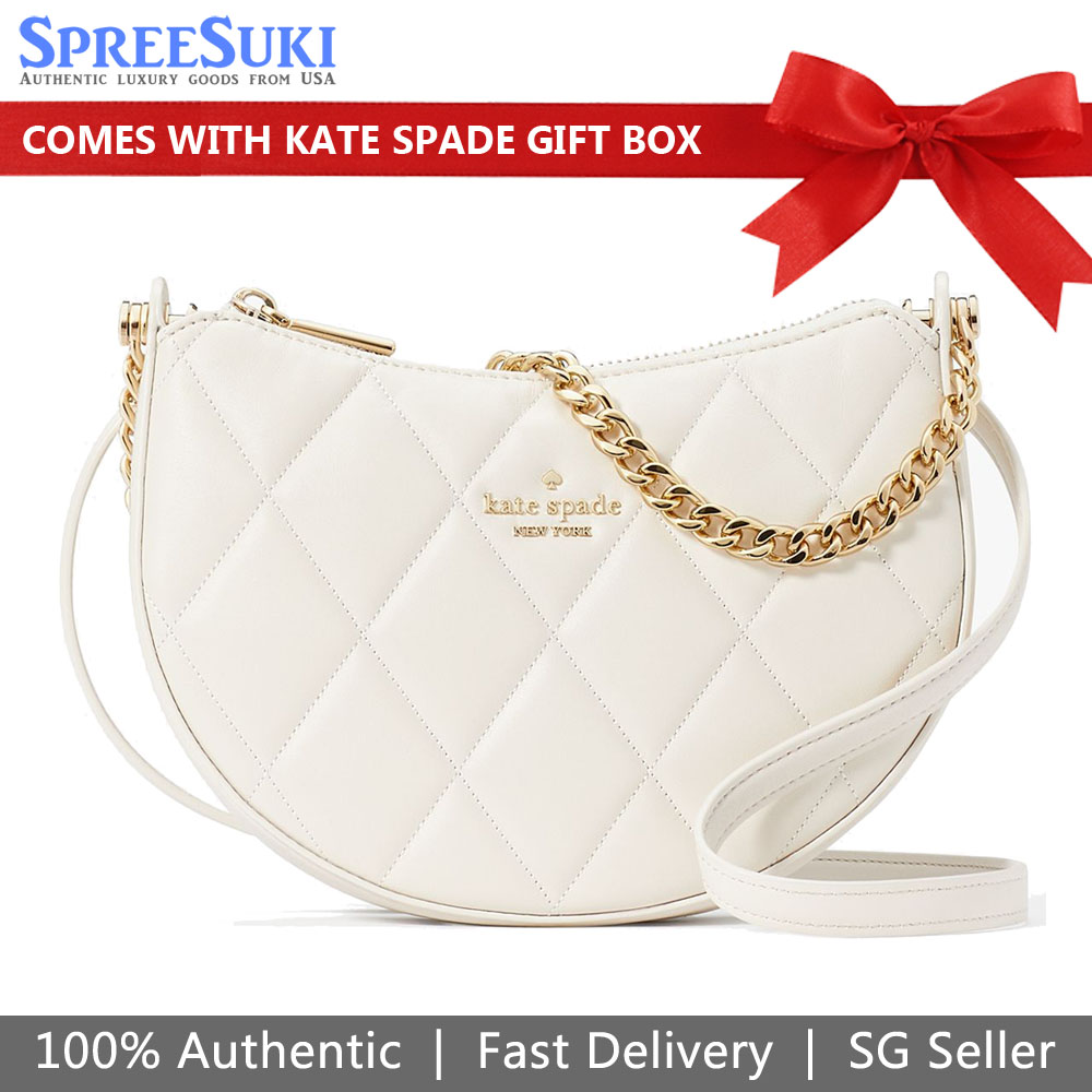 Kate Spade Crossbody Bag Carey Zip Top Crossbody Parchment Off White # KC495D1