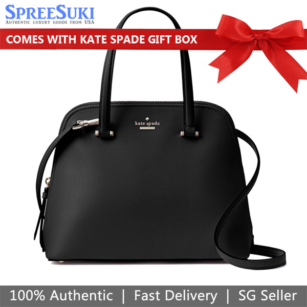 Kate Spade Crossbody Bag With Gift Bag Patterson Drive Medium Dome Satchel Shoulder Bag Black # WKRU5897D1