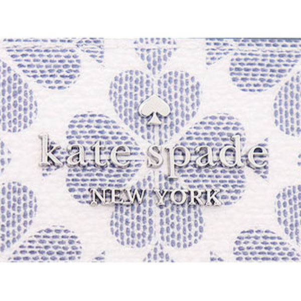 Kate Spade Large Wristlet Lucy Spade Flower Medium L-Zip Wristlet Wallet Navy Blue Multi # KG487