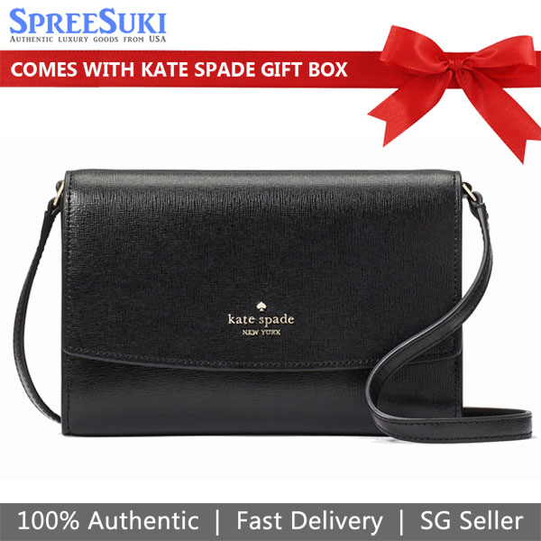 Kate Spade Crossbody Bag Sling Perry Saffiano Wallet On String Black # KG029